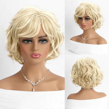 SALE Pruik kort lichtblond haar in laagjes met slag model 1810 - 0