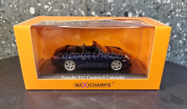 Porsche 911 Carrera S cabriolet blauw 1:43 Maxichamps max046 - 3