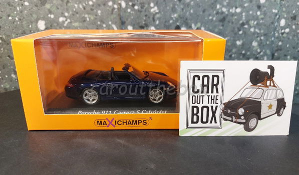 Porsche 911 Carrera S cabriolet blauw 1:43 Maxichamps max046 - 4