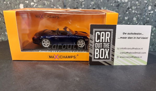 Porsche 911 Carrera S cabriolet blauw 1:43 Maxichamps max046 - 5