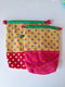 Projectbag Okergeel met roze roosje 22x21 cm - 1 - Thumbnail