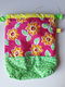 Projectbag zomerse bloemen roze met gele bloemen 22x21 cm - 0 - Thumbnail