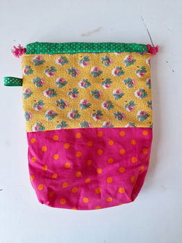 Projectbag roosje met oker geel 18x17 cm - 0