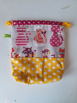 Projectbag gekleurde katten 18x17 cm - 0