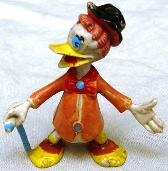 Figure, PVC, Guus Geluk / Gladstone Gander (Black Hat & Orange Jacket), Disney, Heimo, 1960s.(1) - 0