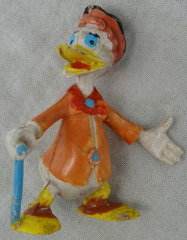 Figure, PVC, Guus Geluk / Gladstone Gander (Black Hat & Orange Jacket), Disney, Heimo, 1960s.(1) - 4