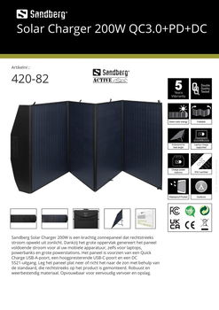 Solar Charger 200W QC3.0+PD+DC Zonneoplader laptop mobiel - 6