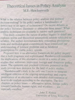 Theoretical Issues in Policy Analysis - M.E. Hawkesworth - 1