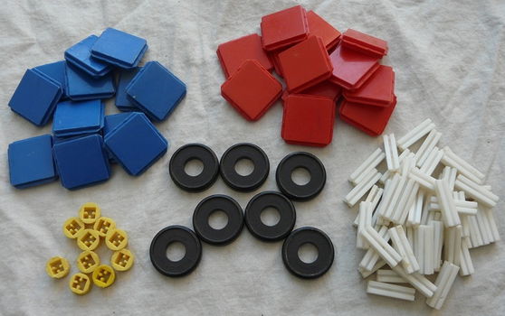 Lot Building Blocks & Parts, Build-O-Fun, Tupperware Toys, 95 pcs / stukken, 1965. - 0