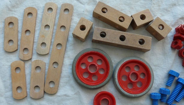 Lot Building Blocks & Parts, Bilo, 48 pcs / stukken, 1960s. - 4