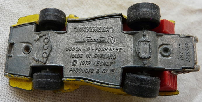 Modelauto, Matchbox (Superfast), Schaal 1:60, No.58 - Woosh-N-Push - Yellow, 1972-1976.(Nr.1) - 7