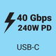 USB-C>C USB4 240W+40Gbps, 1M - 6 - Thumbnail