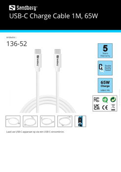 USB-C Charge Cable 1M, 65W - 1