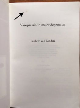 Vasopressin in major depression - Liesbeth van Londen - 1