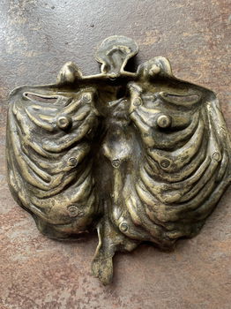 Antiek Art Nouveau Frans bronzen of messing vide-poche / sieradenschaaltje - 1