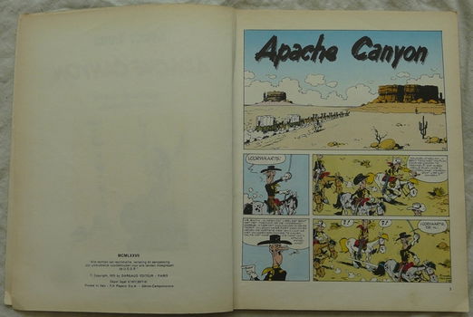 Strip Boek, Lucky Luke, Apache Canyon, Nummer 6, Dargaud, 1977. - 1