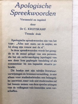 Apologische Spreekwoorden - Dr. C. Kruyskamp - 1