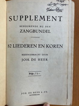 Zangbundel 82 liederen en koren (supplement) - Joh. de Heer - 1