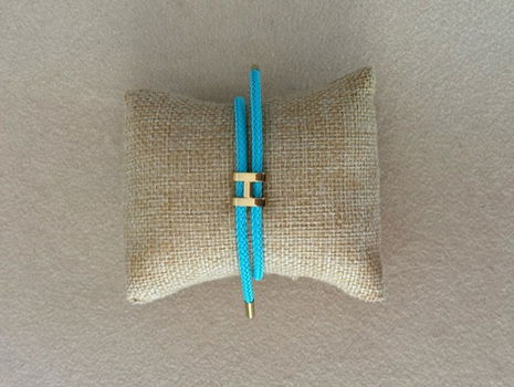 Turquoise blauwe koord armband met letter waterproof hermes - 0