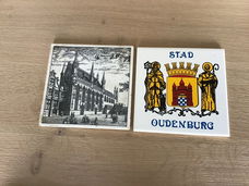 Tegel i.fallience m.tekening v.stadhuis v.Brugge.e.OUDENBURG