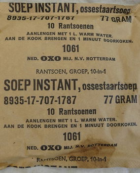 Rantsoen Pakje, GROEP 10-IN-1, Soep Instant Ossestaartsoep, Koninklijke Landmacht, 1961.(Nr.6) - 1