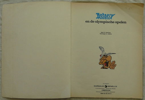 Strip Boek, Asterix, Asterix En De Olympische Spelen, Nummer 12, Dargaud, 1980. - 1