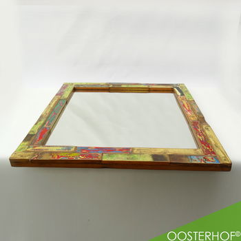 Spiegel van gerecycled hout 80 x 80 x 3,8 cm - 6