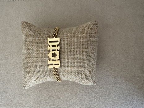 Gouden chunky bredere letter armband verguld en waterproof - 0