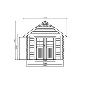 Tuinhuis-Blokhut Cork: 2980 x 2980 + 2654mm ---PROMO--- - 4