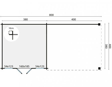 Tuinhuis-Blokhut Kwaspa: 400+400x400 cm - 1