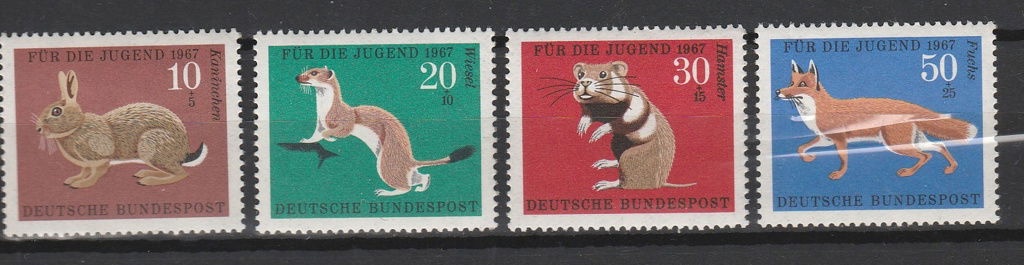 Bondsrep.Duitsland postzegels postfris 1967 Jeugd dieren - 0