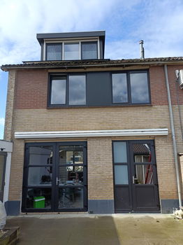 Terrasdeuren/ kunststof/ borstwering/vakverdeling/houtlook - 3