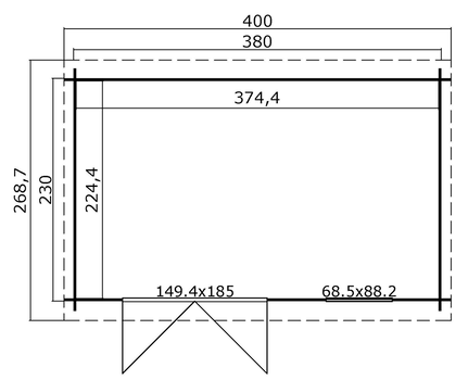 Tuinhuis-Blokhut Amira 230: 400 x 250 cm - 5