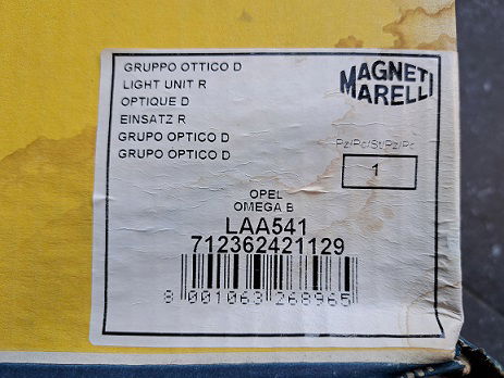 Opel Omega B Mistlamp Mistlicht Magneti Marelli LAA541 712362421129 Rechts - 3