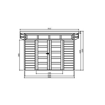 Tuinhuis-Blokhut Verona: 3000 x 2400mm - 1