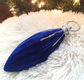 Kersthanger - kerstbal - fluweelstof glitter - 22 cm lang - blauw (nieuw) - 2 - Thumbnail