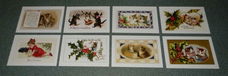 8 Vintage Kerst poezen kaarten - set A