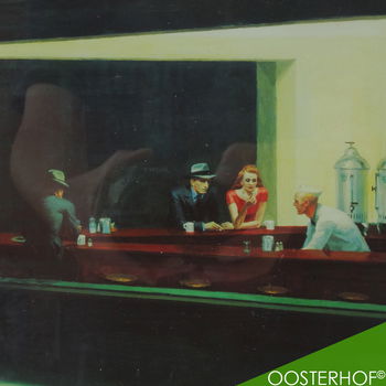 Houten Lijst Facet Plexiglas - Edward Hopper - Nighthawks 58 x 47,8 - 2