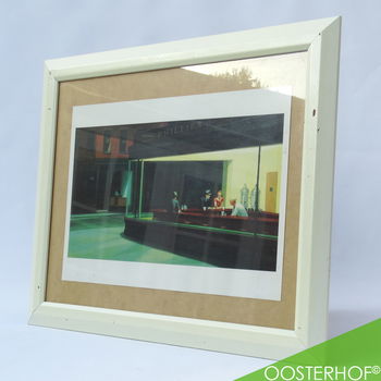 Houten Lijst Facet Plexiglas - Edward Hopper - Nighthawks 58 x 47,8 - 3