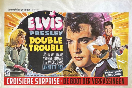 Double Trouble poster - Elvis, 1967 - Belgisch - overdruk - 0