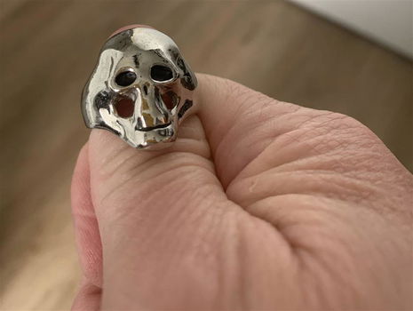 Ring Skull, Verchroomd 19mm, - 0