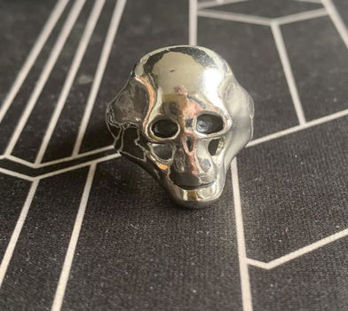 Ring Skull, Verchroomd 19mm, - 1