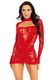 Mini dress with gloved sleeves - Zwart of Rood - 3 - Thumbnail