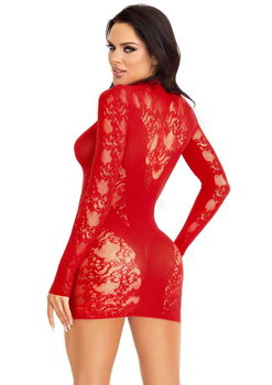 Mini dress with gloved sleeves - Zwart of Rood - 5