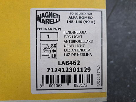 Alfa Romeo 145/146 (930) Mistlamp Mistlicht Magneti Marelli LAB462 712412301129 Links - 4