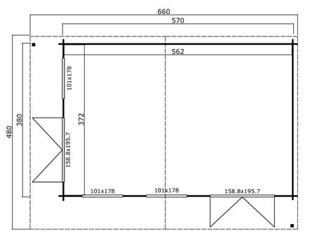 Tuinhuis-Blokhut Dominica: 570 x 380 cm - 5