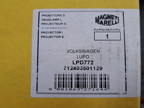 VW Lupo Koplamp Magneti Marelli LPD772 712403501129 Links - 4