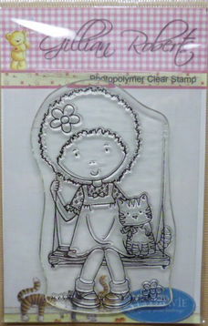 Stampavie - Gillian Roberts Clearstamps - Kitty on the swing