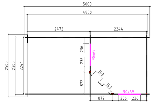 Tuinhuis-Blokhut 2555 Z Plus: 500 x 250 x 257 cm - 4