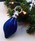 Kersthanger - kerstbal - fluweelstof glitter - 13 cm lang - blauw (nieuw) - 0 - Thumbnail